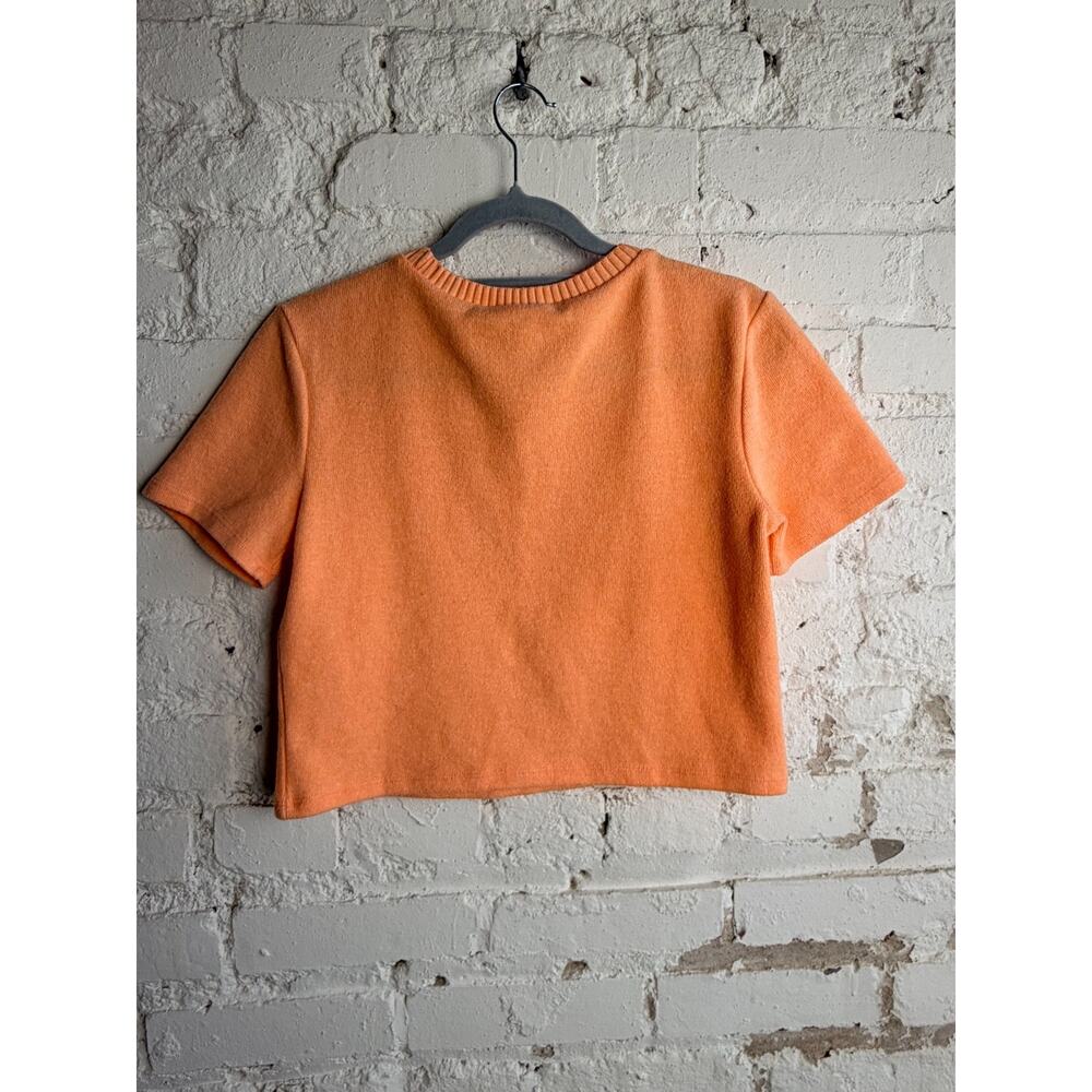 Zara Peach-Orange Short Sleeve Crop Top - Picture 2 of 7